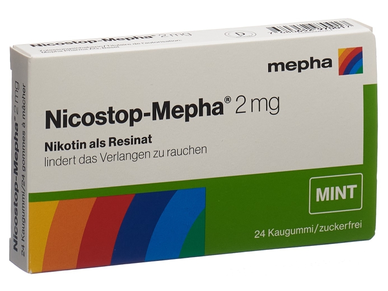 NICOSTOP Mepha gomme 2 mg Mint 24 pièces
